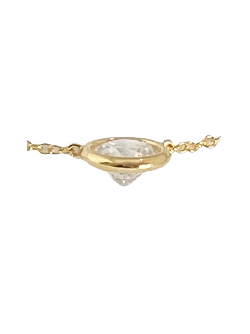 new Lassaire ☺︎︎ Bezel Set Simulated Diamond Necklace ☺︎︎ 18K Gold Plated 925 SS - Picture 13 of 16
